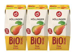 Höllinger Bio Apfel Schulsaft in der 200ml Packung auf der ein ganzer Apfel abgebildet ist.