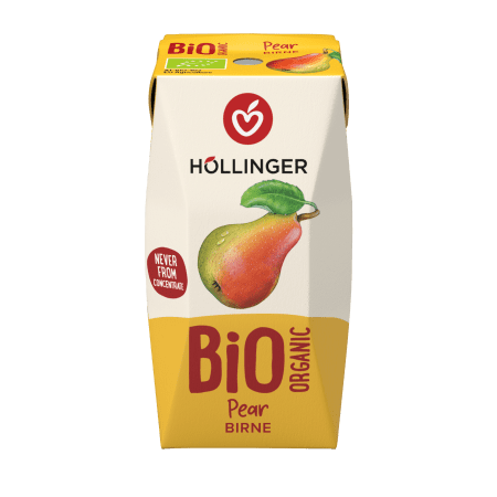 Höllinger Bio Apfel Schulsaft in der 200ml Packung auf der ein ganzer Apfel abgebildet ist.